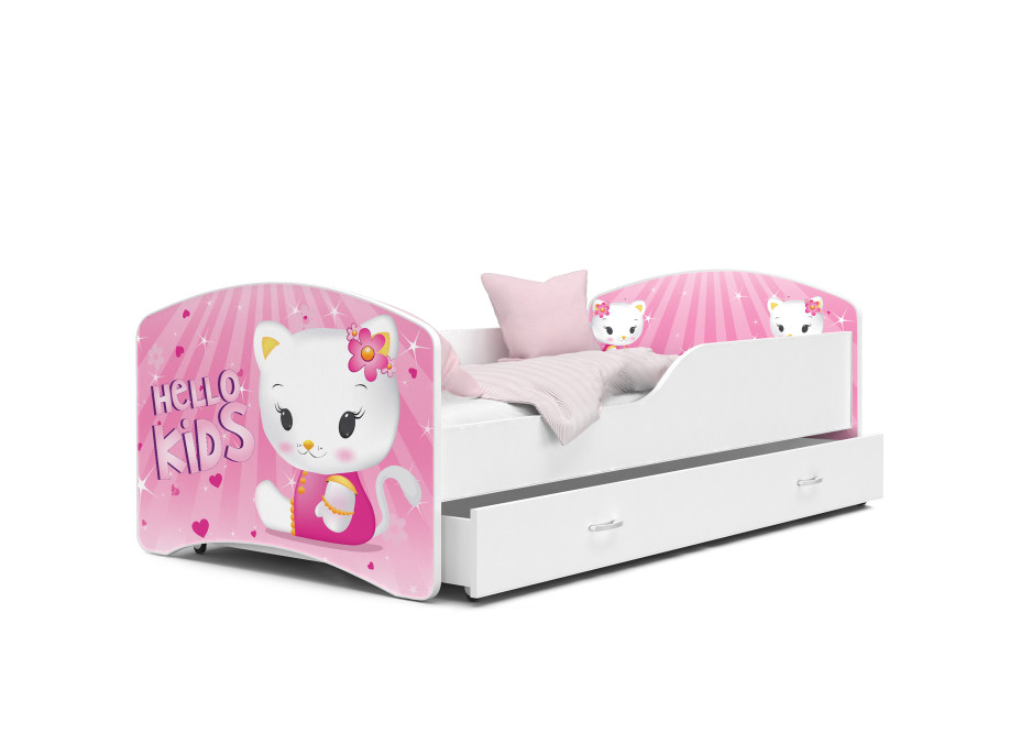 Detská posteľ IGOR so zásuvkou - 140x80 cm - HELLO KITTY