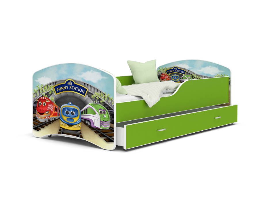 Detská posteľ IGOR so zásuvkou - 140x80 cm - MAŠINKA TOMÁŠ