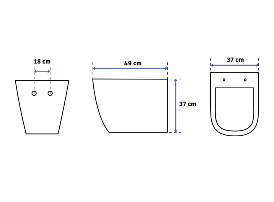 Závesné WC MAXMAX Rea Carlo mini RIMLESS + Duroplast sedátko flat - čierne