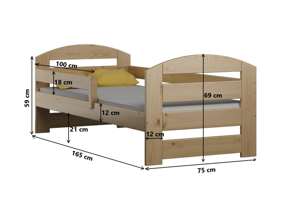 Detská posteľ z masívu MAKI PLUS - 160x70 cm