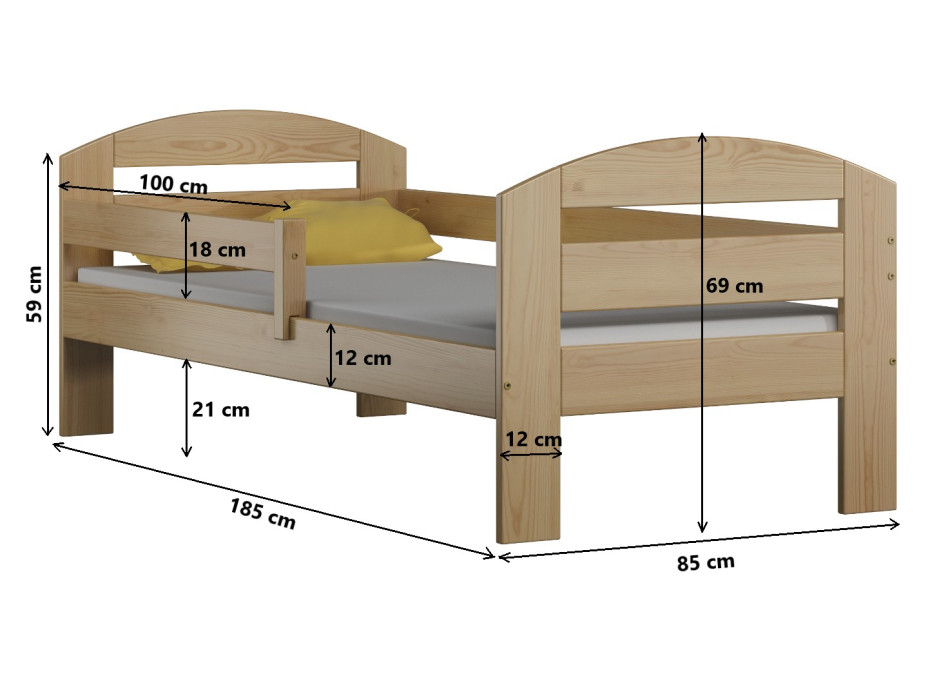 Detská posteľ z masívu MAKI - 180x80 cm