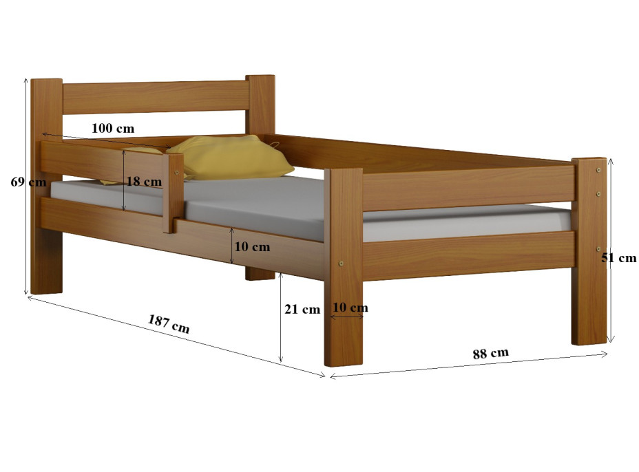 Detská posteľ z masívu PAVLÍK MAX - 180x80 cm