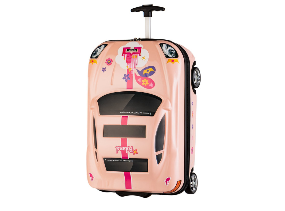 Detský cestovný kufor AUTO princess - ružový
