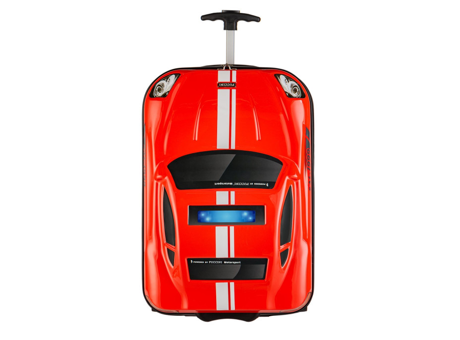 Detský cestovný kufor AUTO šport/hasiči - červený