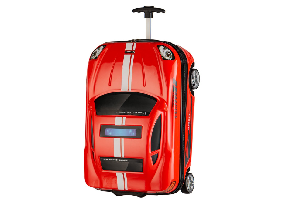 Detský cestovný kufor AUTO šport/hasiči - červený