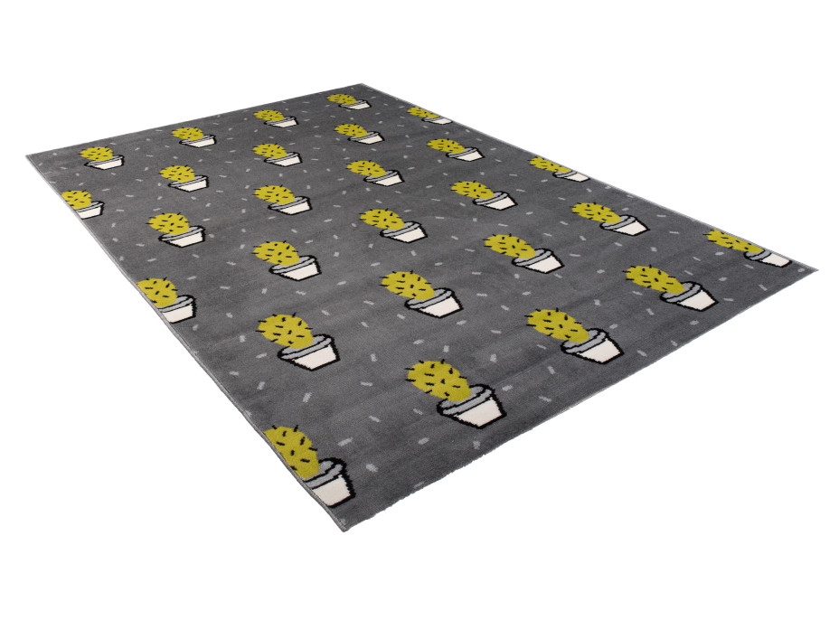 Detský koberec NOX kaktusy - zeleno / šedý
