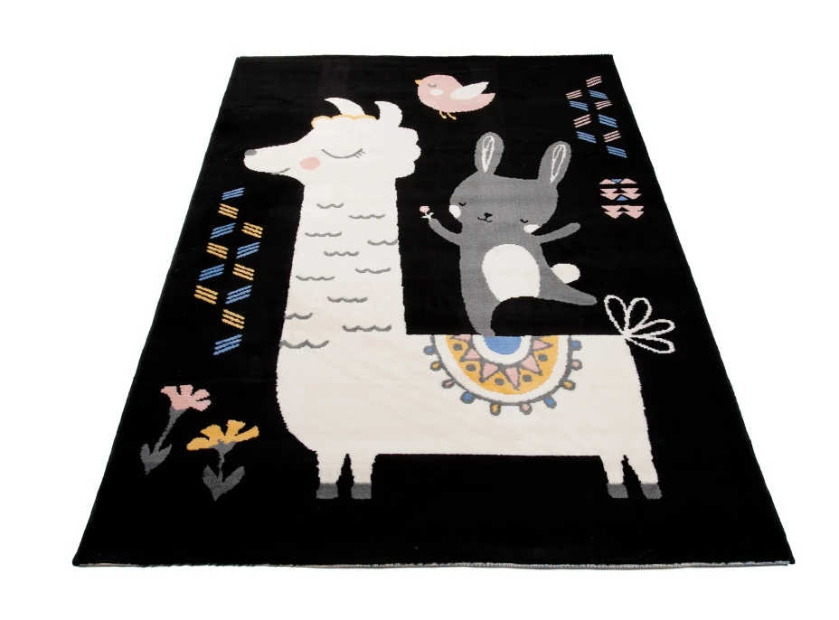 Detský koberec NOX zvieratká - čierny