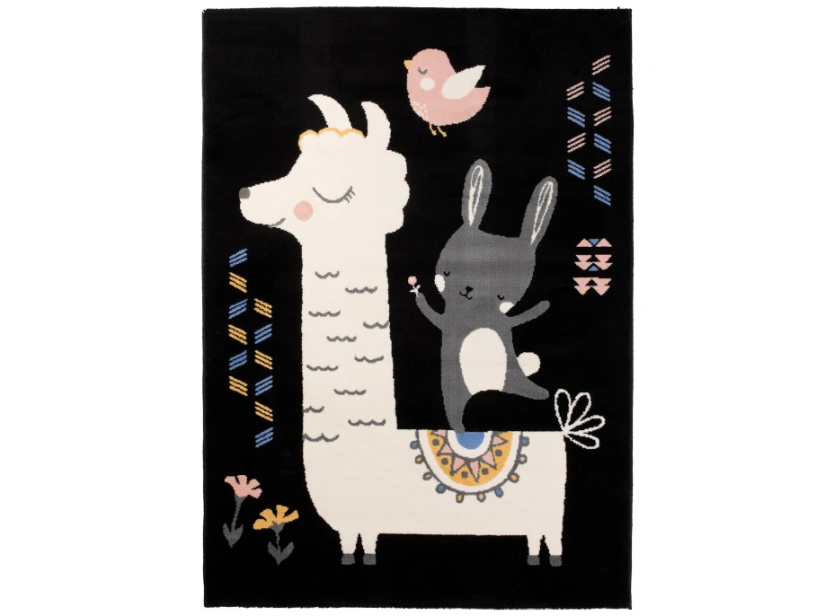 Detský koberec NOX zvieratká - čierny