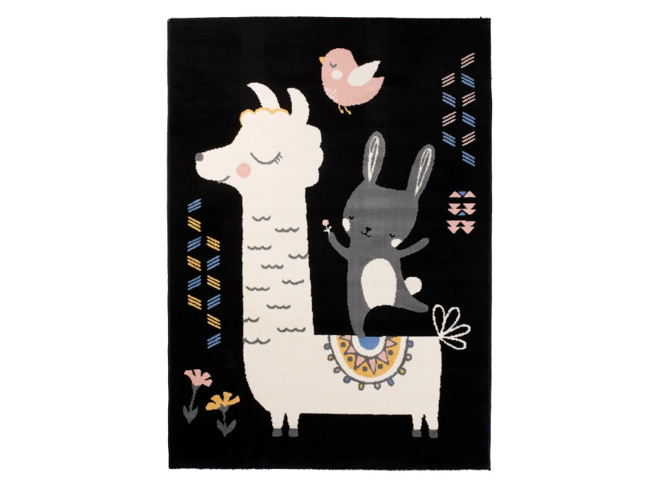 Detský koberec NOX zvieratká - čierny