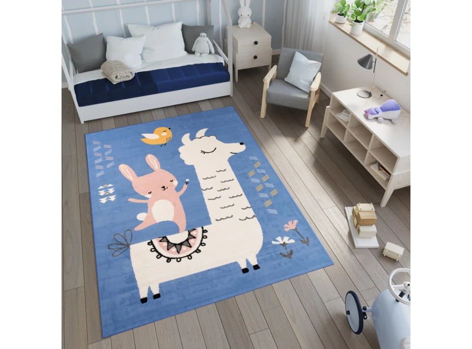 Detský koberec NOX zvieratká - modrý