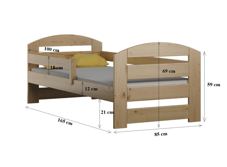 Detská posteľ z masívu MAKI PLUS - 160x80 cm