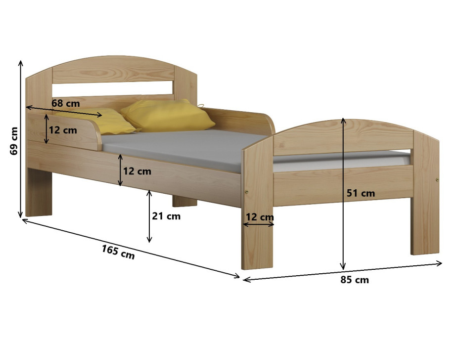 Detská posteľ z masívu MIKO - 160x80 cm