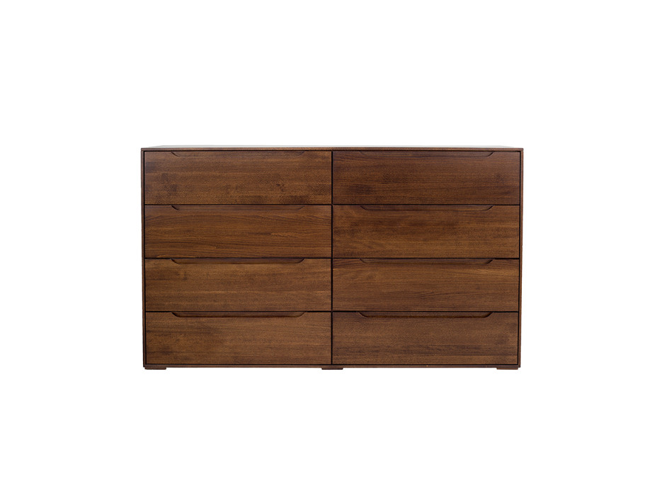 Komoda z masívu buka MODERN - 8 šuplíkov - drevené nohy - 150x41x88 cm