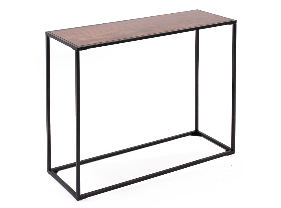 Konzolový stolík Kalis 90x72x30 cm - čierny / dekor orech