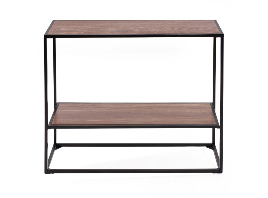 Konzolový stolík Kalis s policou 90x72x30 cm - čierny / dekor orech