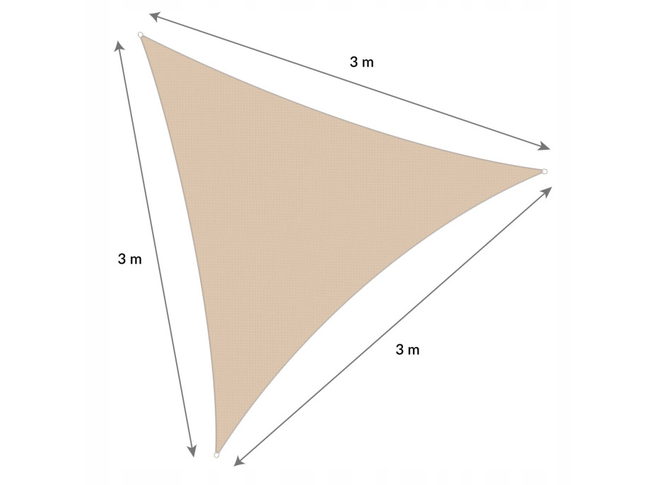 Ochranná trojuholníková tieniacej plachta proti slnku 3x3x3 m