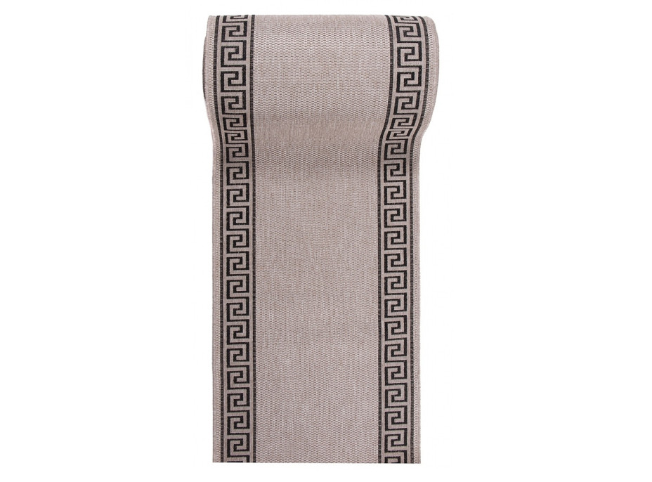 Sisalový PP behúň GREEK - svetlo hnedý / čierny