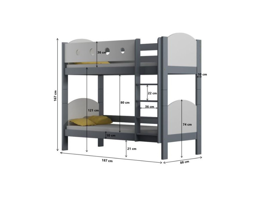 Detská poschodová posteľ z masívu VIKI (4) - 180x80 cm