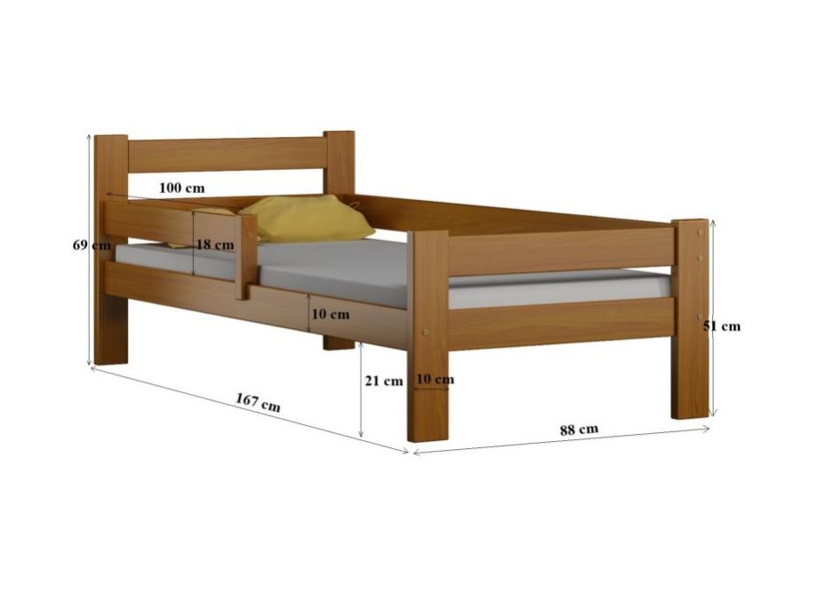 Detská posteľ z masívu PAVLÍK MAX - 160x80 cm