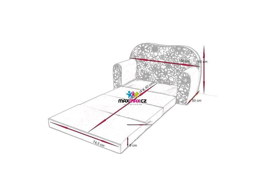 Detská pohovka sovička ružové