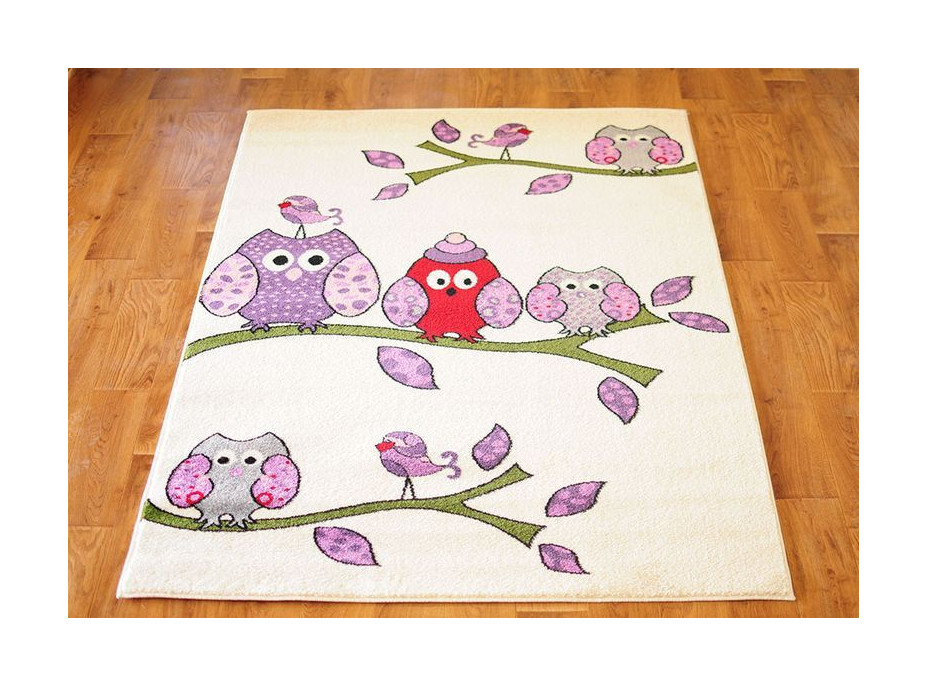 Detský koberec sovička - krémový