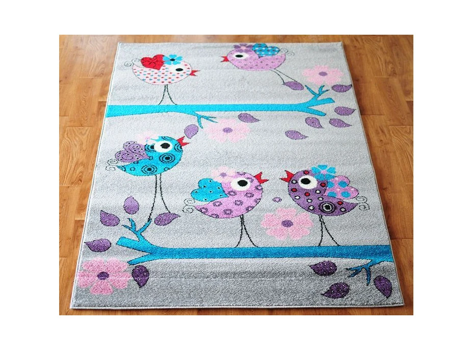 Detský koberec Vtáčiky - sivý