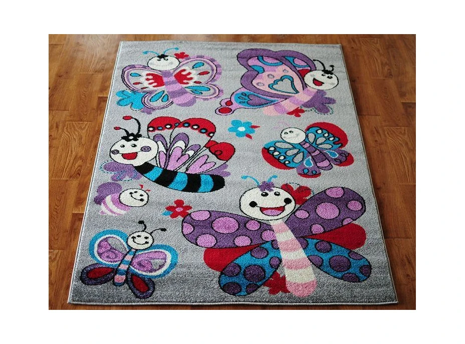 Detský koberec Motýlí - sivý