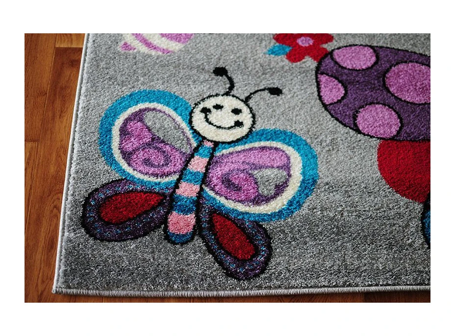 Detský koberec Motýlí - sivý