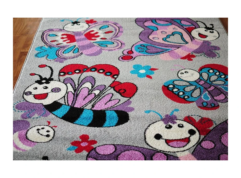 Detský koberec Motýlí - sivý