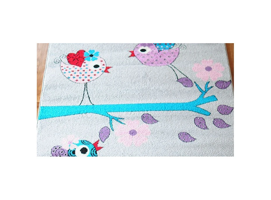 Detský koberec Vtáčiky - sivý