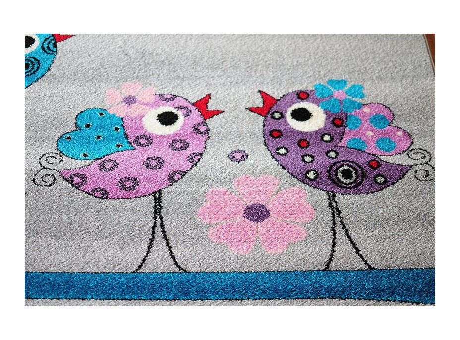 Detský koberec Vtáčiky - sivý