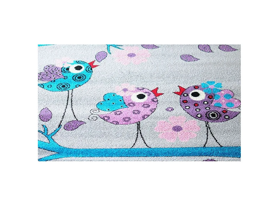 Detský koberec Vtáčiky - sivý