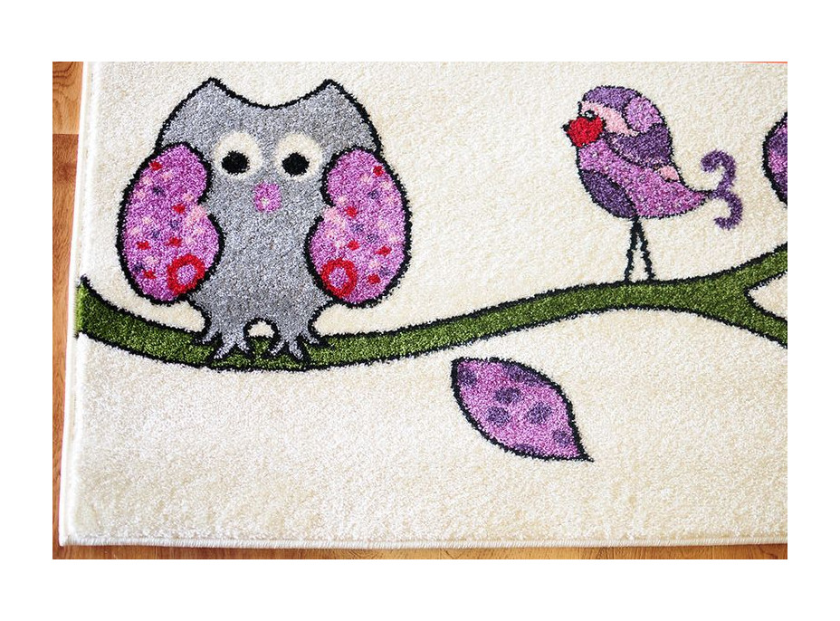 Detský koberec sovička - krémový