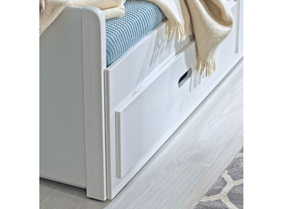 Detská posteľ so zásuvkami ŠIMON 200x80 cm - biela - rozložiteľná na 200x160 cm