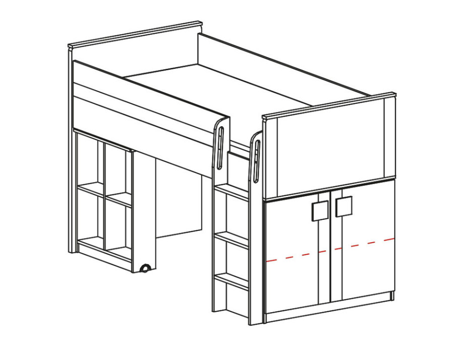 Detská vyvýšená posteľ GAME - WHITE G15 200x90 cm so stolom a skriňou