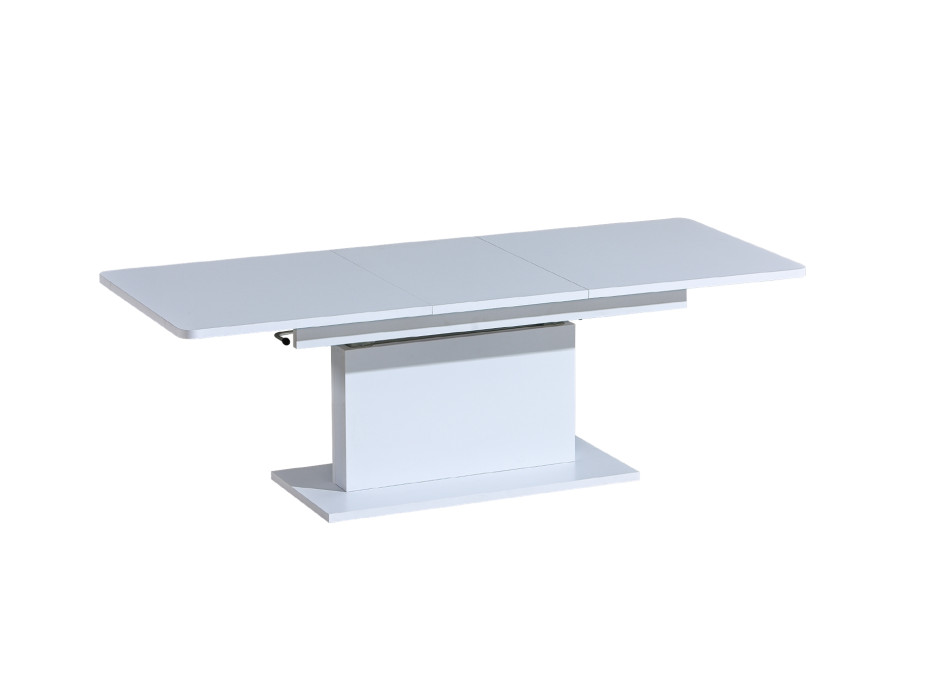 Konferenčný stolík OPTI - biely lesklý - 126-168x70x58-75 cm - rozkladacia a zdvíhacie