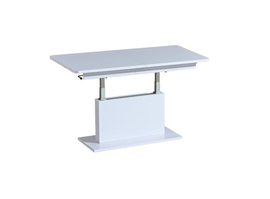 Konferenčný stolík OPTI - biely matný - 126-168x70x58-75 cm - rozkladacia a zdvíhacie