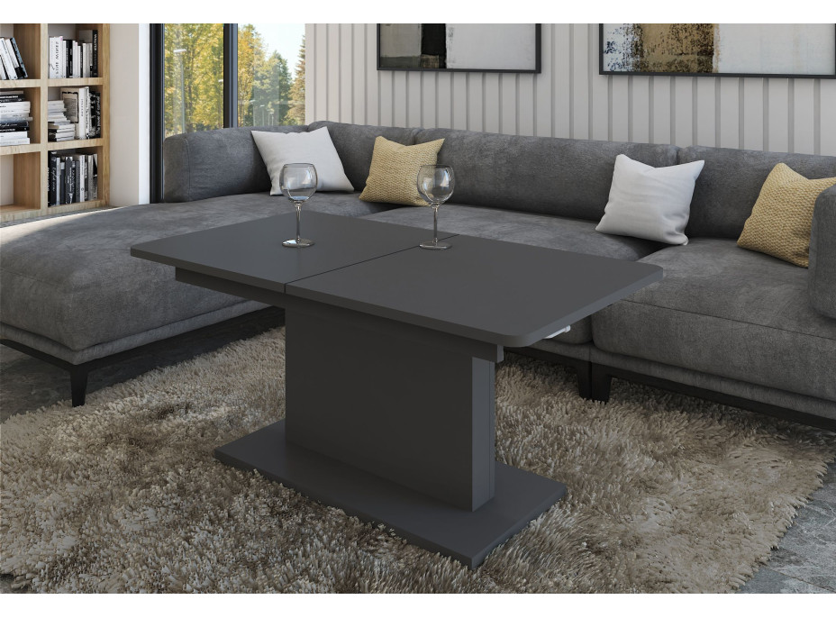 Konferenčný stolík OPTI - šedý matný - 126-168x70x58-75 cm - rozkladacia a zdvíhacie