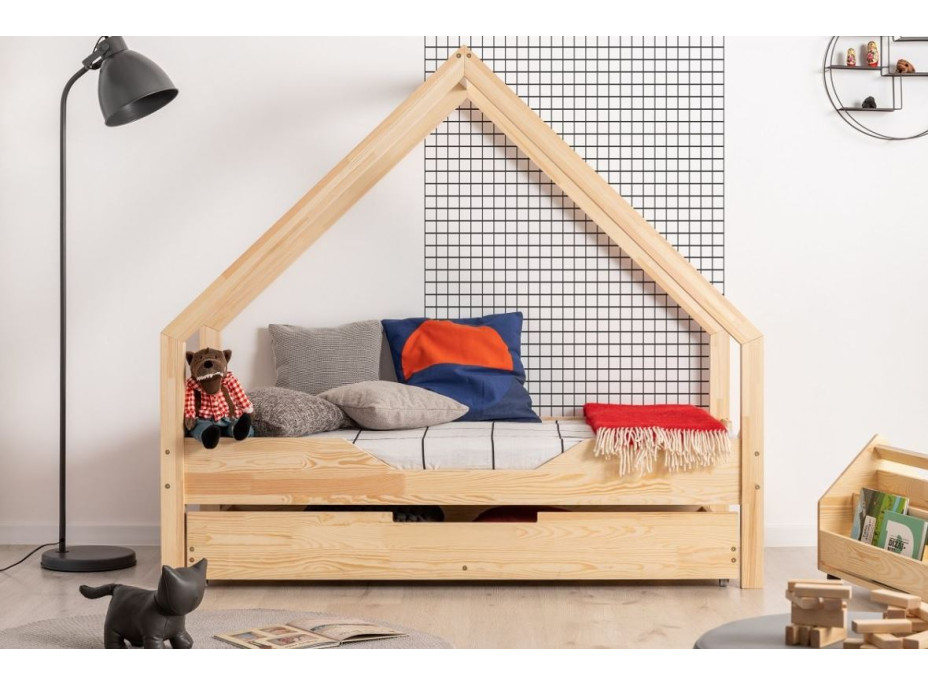Detská Domčekové posteľ so zásuvkou z masívu LOCA B - 180x80 cm