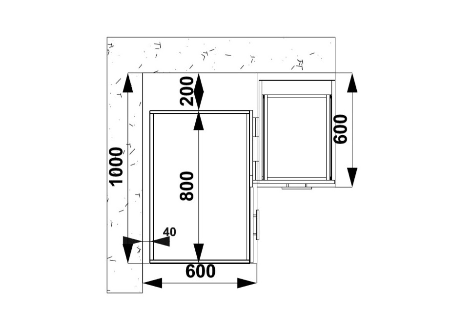 Dolná rohová kuchynská skrinka VITO k zabudovaniu drezu - 100 (80) x82x52 cm - biela lesklá