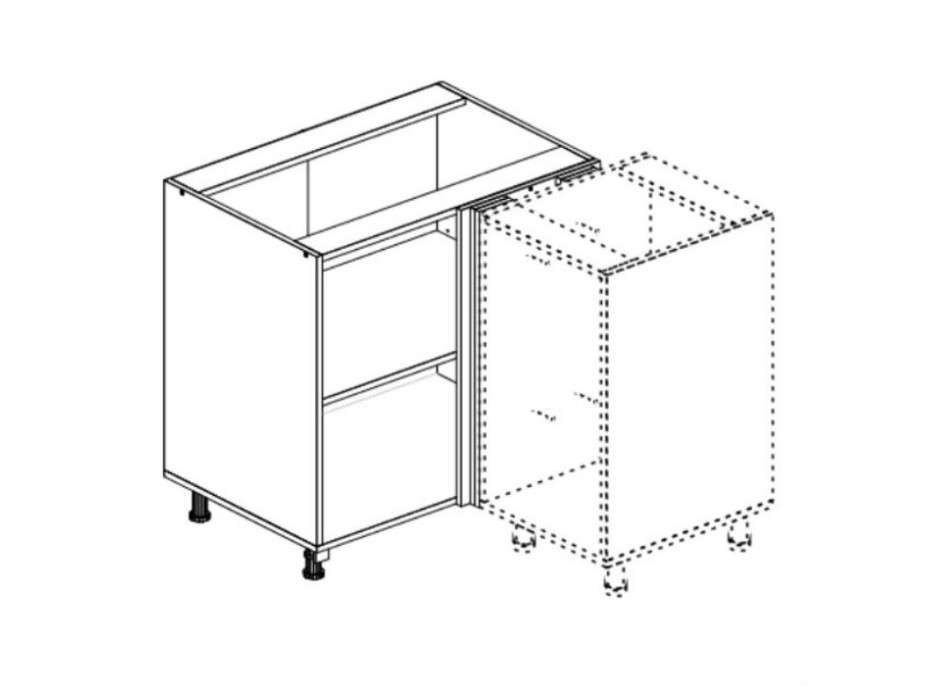 Dolná rohová kuchynská skrinka VITO k zabudovaniu drezu - 100 (80) x82x52 cm - biela lesklá