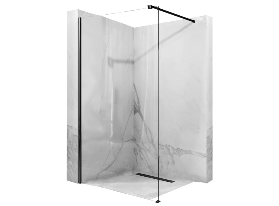Kúpeľňová pevná zástena MAXMAX Rea AERO 110 cm - čierna matná - číre sklo