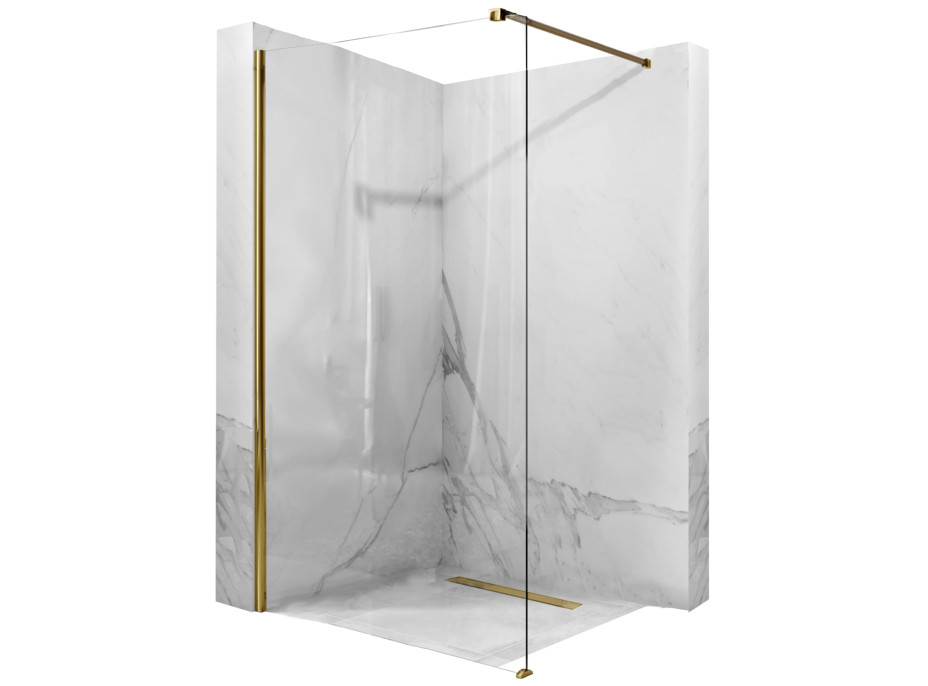 Kúpeľňová pevná zástena MAXMAX Rea AERO 90 cm - zlatá - číre sklo