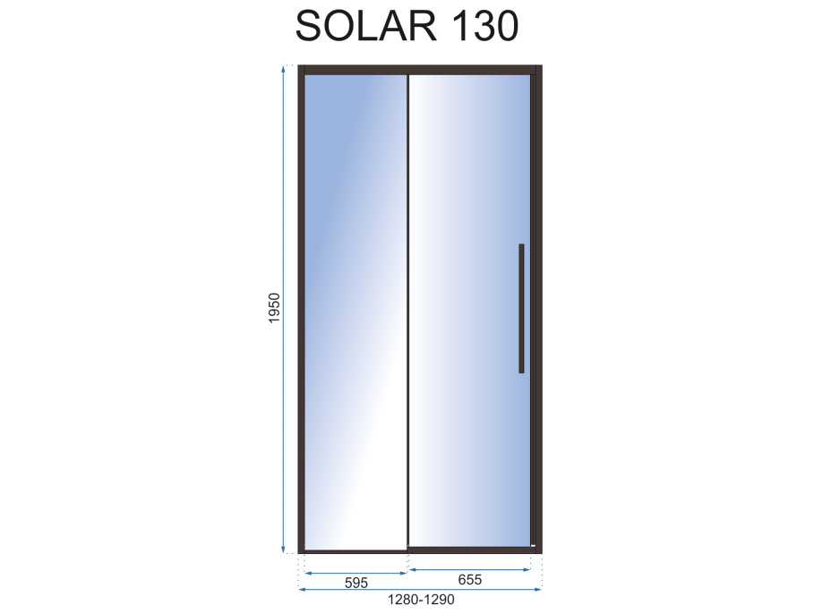 Sprchové dvere MAXMAX Rea SOLAR 130 cm - čierne