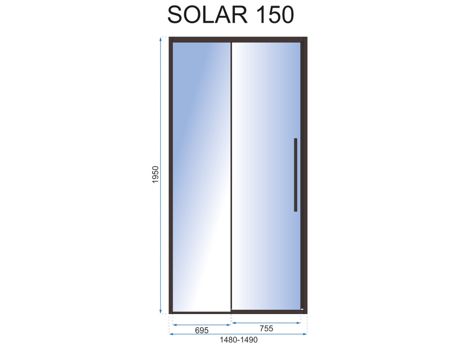 Sprchové dvere MAXMAX Rea SOLAR 150 cm - čierne