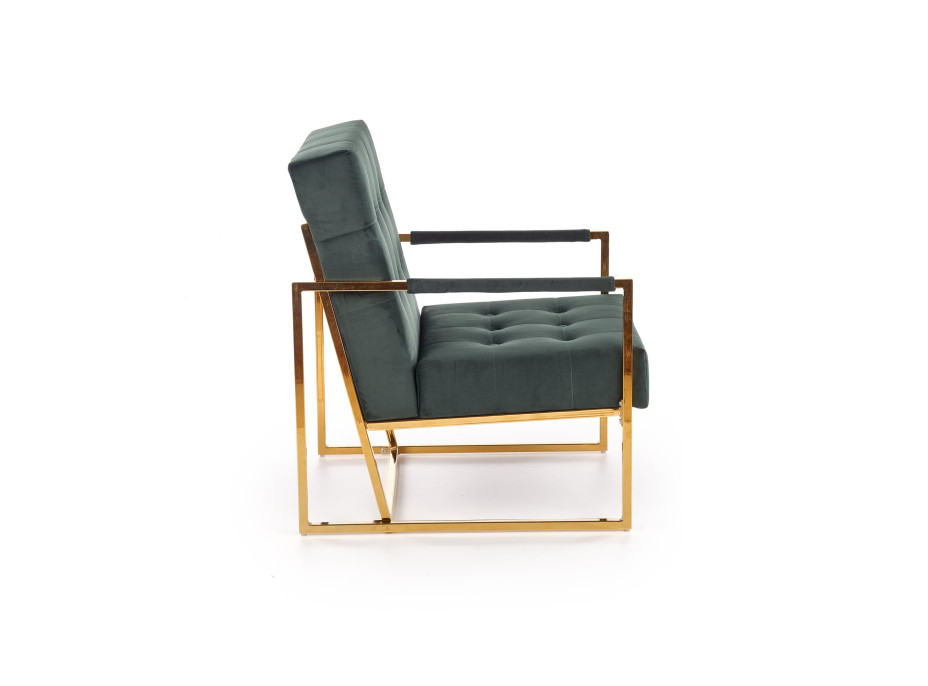 Kreslo RIO - čalúnené - tmavo zelené / zlaté