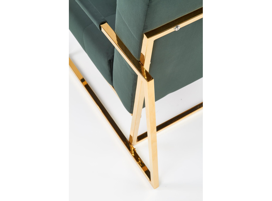Kreslo RIO - čalúnené - tmavo zelené / zlaté