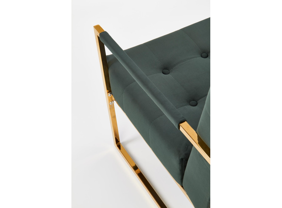 Kreslo RIO - čalúnené - tmavo zelené / zlaté