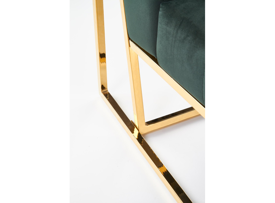 Kreslo RIO - čalúnené - tmavo zelené / zlaté