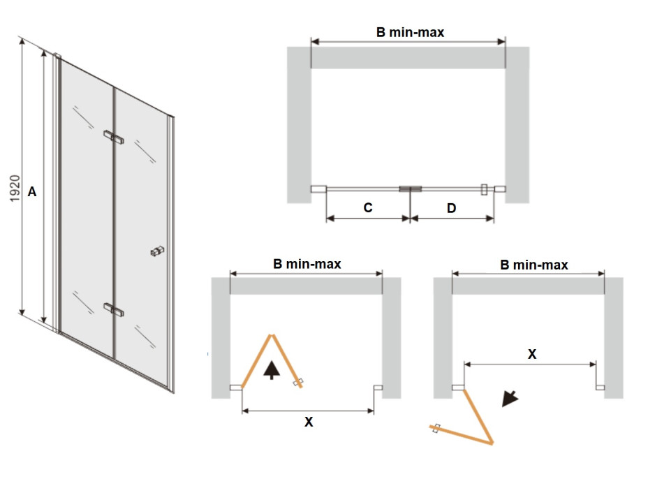 Sprchové dvere maxmax LIMA 90 cm - GRAFIT